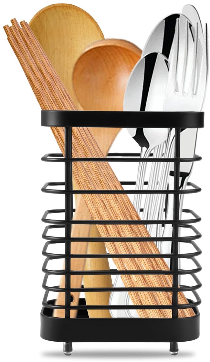 Dailygoody - Keukenopslag - Bestekmand - Zwart - Keukenaccessoires - Handig voor bestek en keukengerei