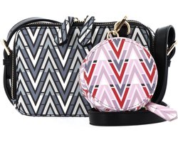 Valentino Schoudertas - Crossbody Tas Heuptas - Avondje Uit - Zigzagmotief - 18 cm - Zwart Multicolor