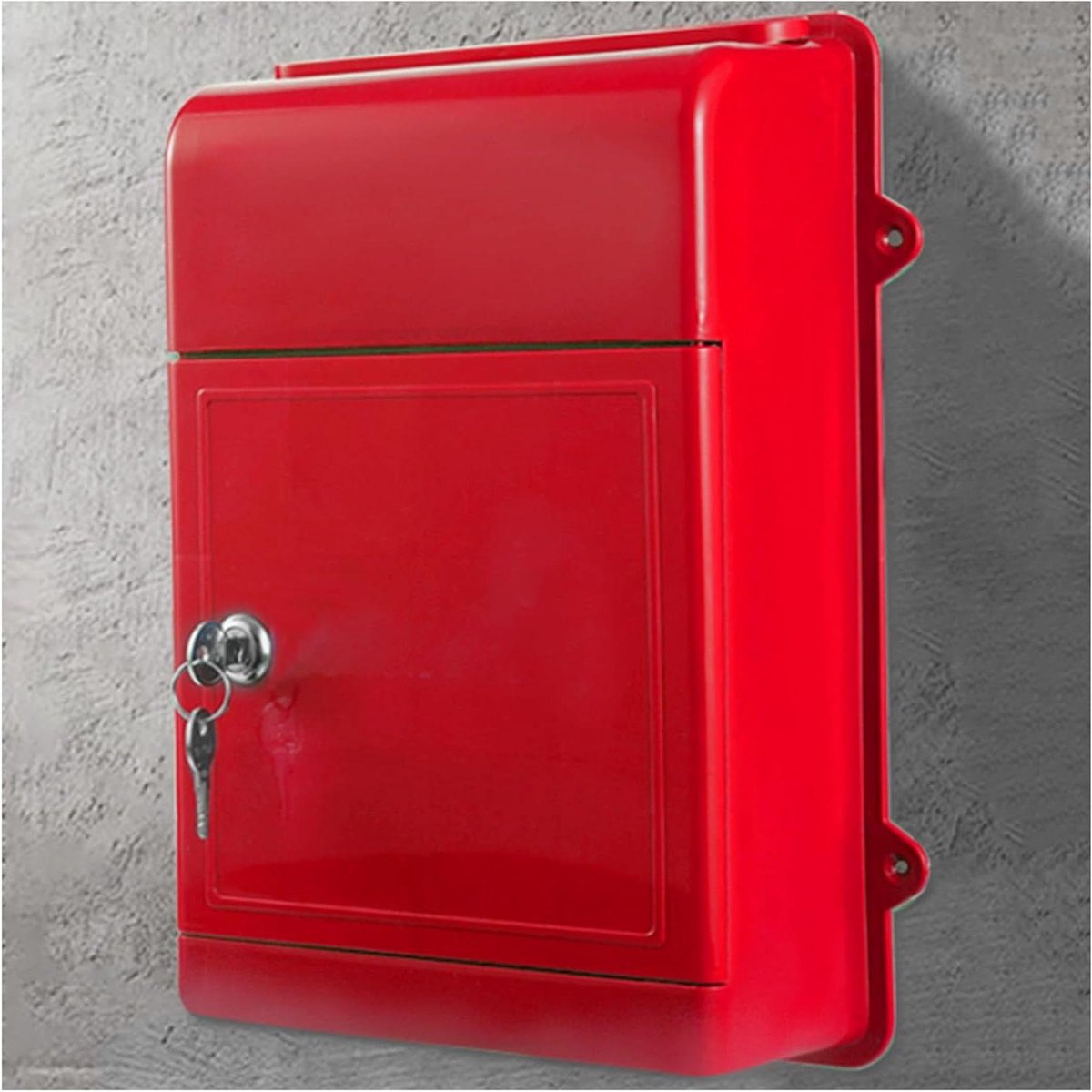 Afsluitbare Brievenbus - Postbus Buiten - Veilig Post Ontvangen - Weerbestendig Gesloten - 346 x 265 x 10 cm - Rood