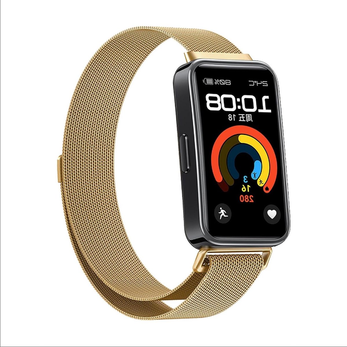 Horlogeband Roestvrij Staal - Milanese Band - Smartwatch Personaliseren - Magnetische Sluiting - 16.1 cm - Goud
