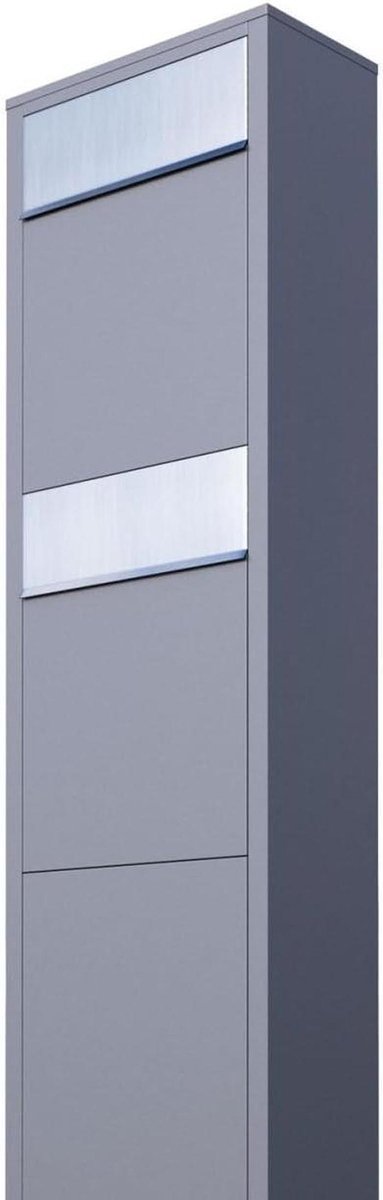 Brievenbus Dubbel - Postkast Staand - Post Ontvangen - Grote Inhoud - 130 cm Hoog - Grijs Metallic