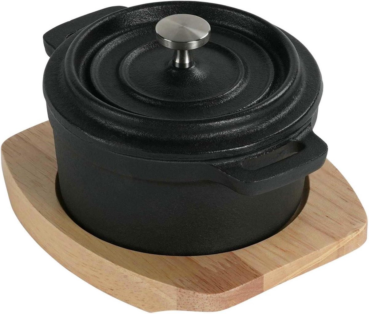 Mini Cocotte Kleine pan Braadpan Koken en braden Geëmailleerd gietijzer 9 cm Zwart