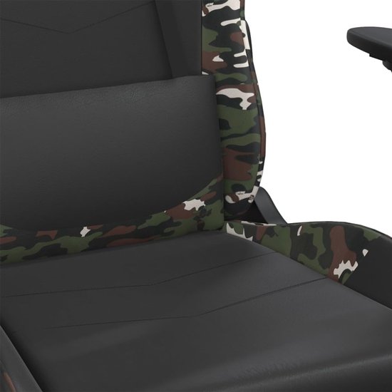 Gamestoel - Race Stoel Computerstoel - Comfortabel Gamen - Verstelbare Rugleuning Voetensteun - 66x56x131 cm - Zwart Camouflage — afbeelding 2