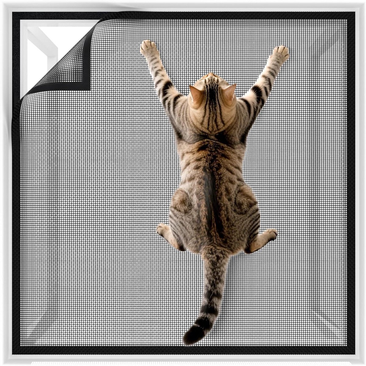 Raamhor voor Katten - Sterke Zelfklevende Raamnet voor Dierenbescherming, Veiligheid en Insectenwering - 100 x 130 cm