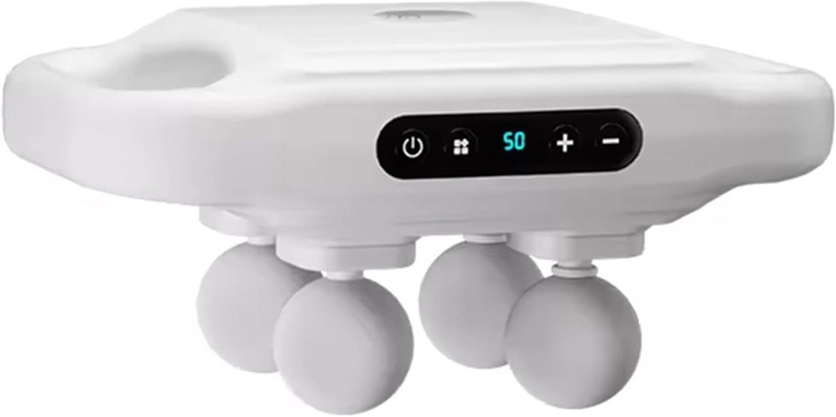 Massagepistool - Spierstimulator Draagbaar - Spierherstel Ontspanning - Vier Hoofden Tegelijk - 14 mm Diepte - Zwart