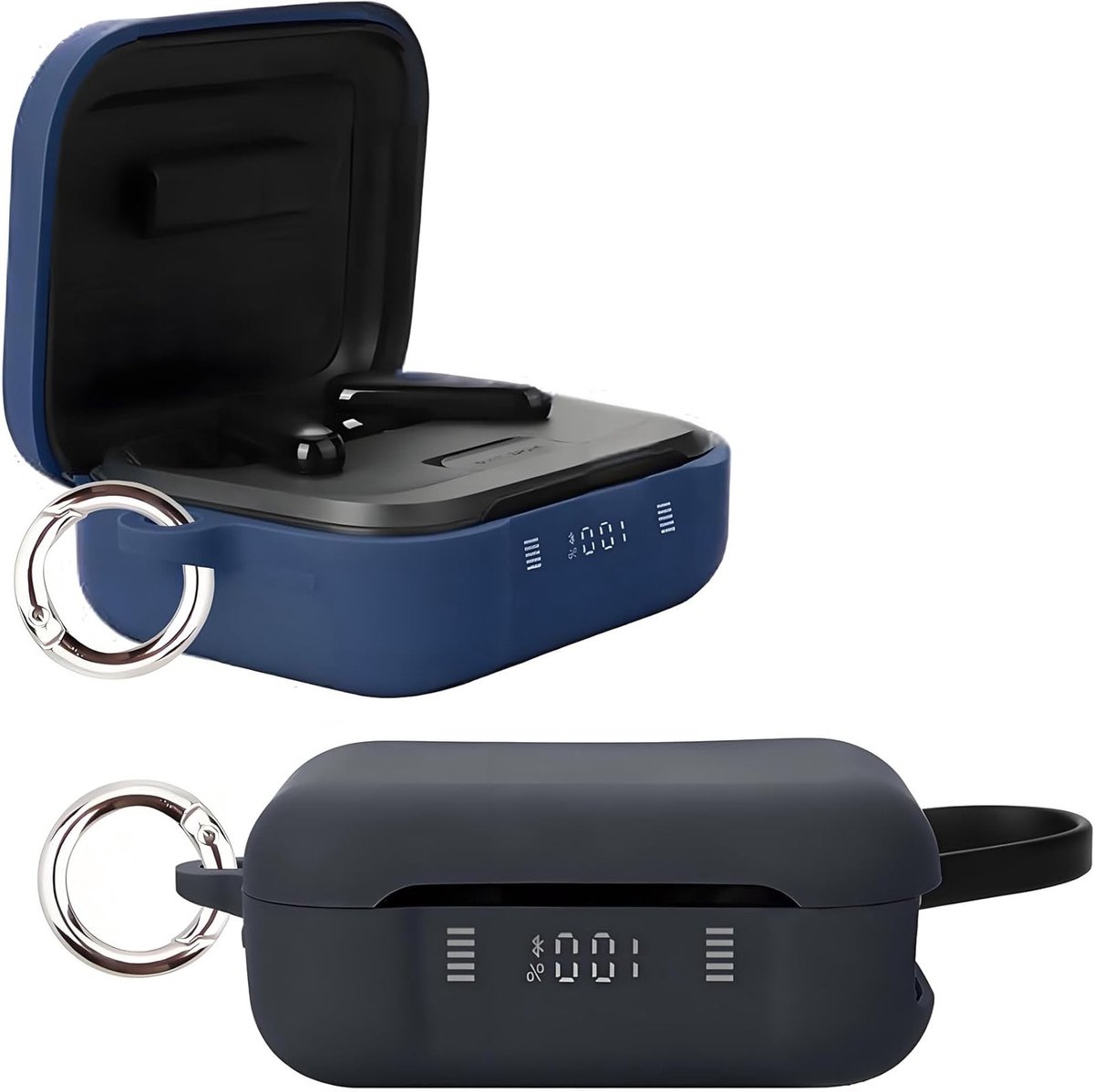Draagbare Shockproof Bescherming voor Truly Wireless Noise Cancelling Oordopjes met Carabiner Hooks en Silicone Case, Zwart