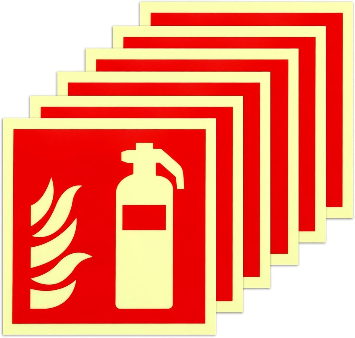 Selfklevend brandblussersbord Pvc, 15x15 cm, set van 6