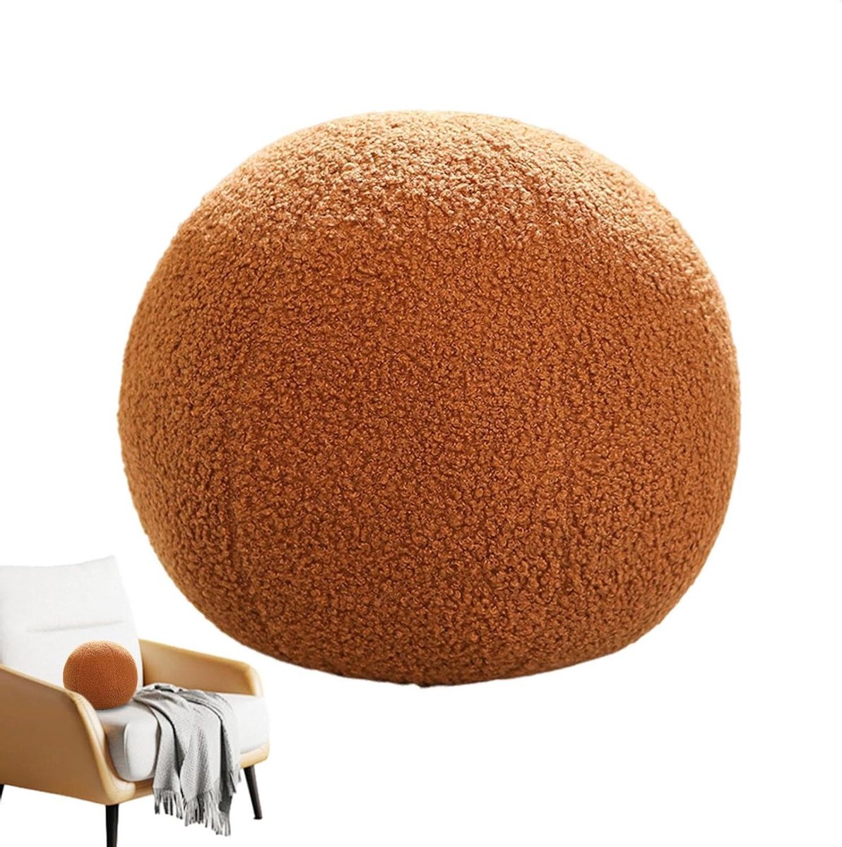 Balkussen - Bolkussen Rond - Woondecoratie - Zacht Pluche Materiaal - 33 cm - Donkerbruin