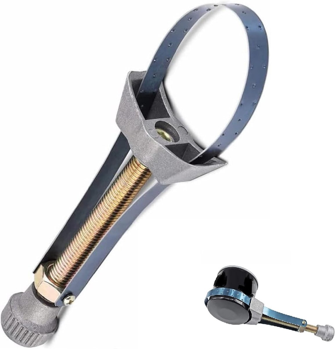 Oliefilter sleutel voor het verwijderen van oliefilters, verstelbare sleutel met stalen band, geschikt voor clamping van 60mm tot 120mm