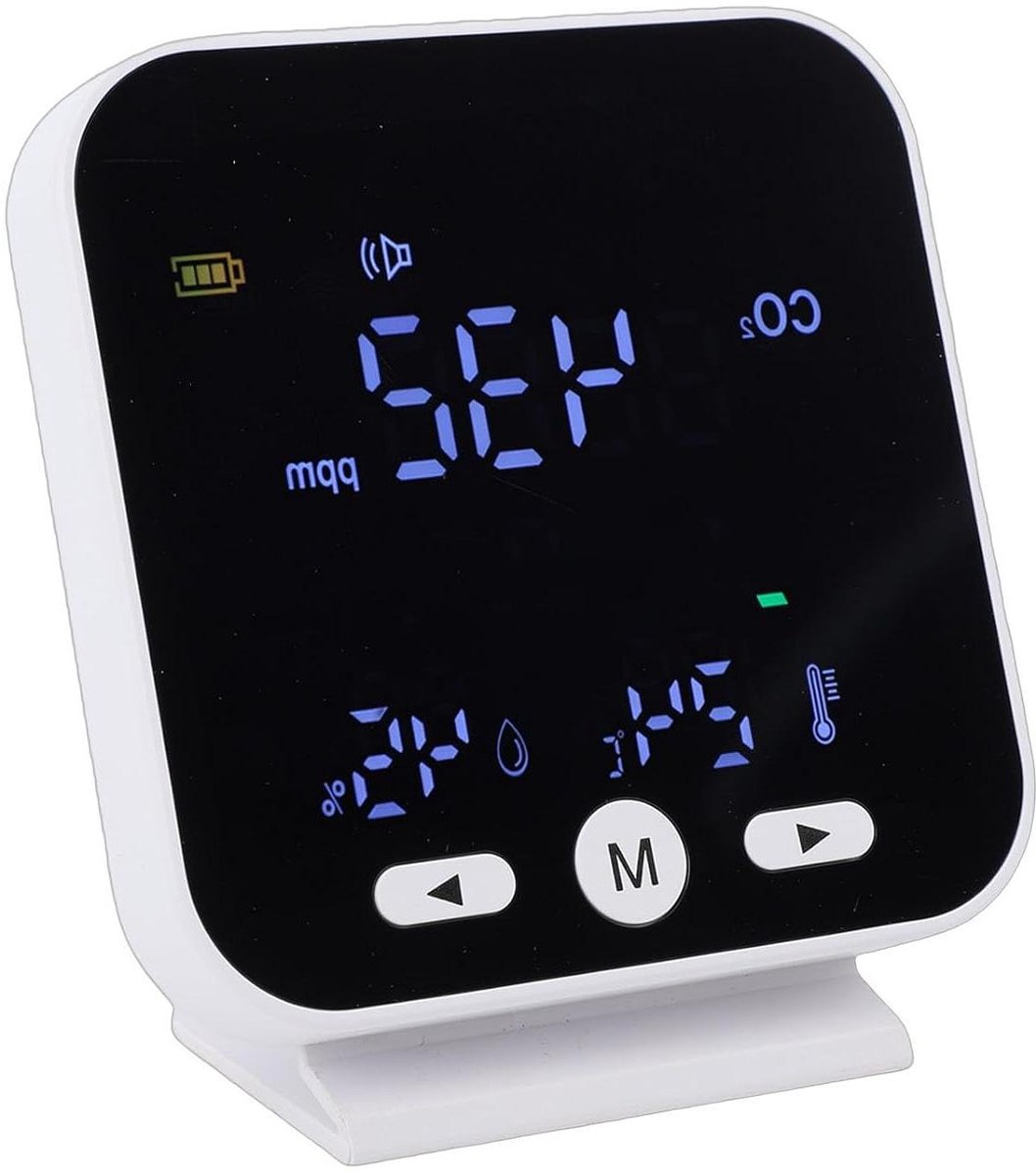 Luchtkwaliteitsmonitor - CO2 meter Vochtigheidsmeter - Gezonde Lucht Bewaken - Drie-in-één Detectie - Temperatuur Vochtigheid - Wit