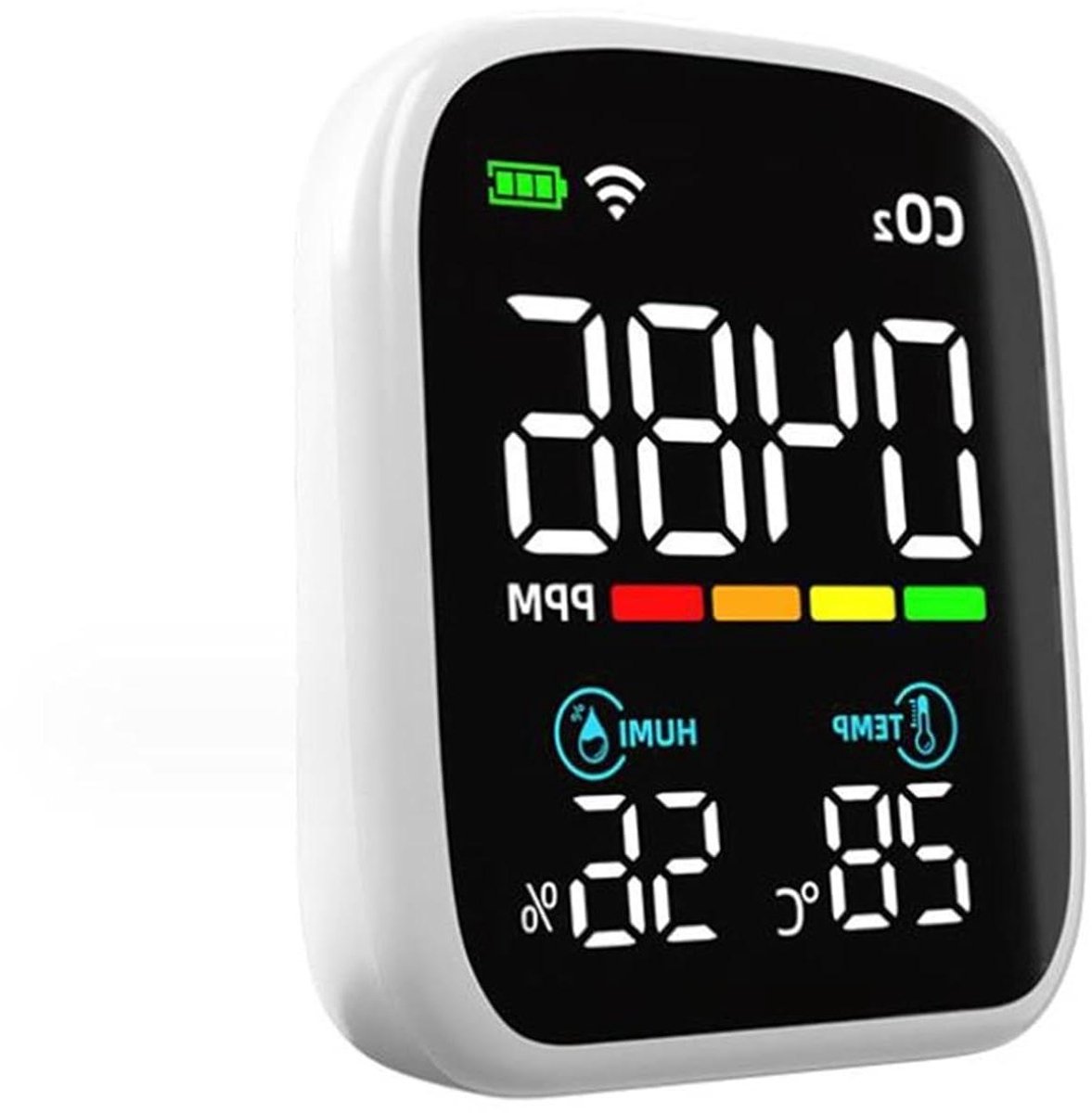 Luchtkwaliteit Monitor - CO2 Meter - Binnenlucht Meten - NDIR Sensor - 70 x 84 x 35 mm - Wit