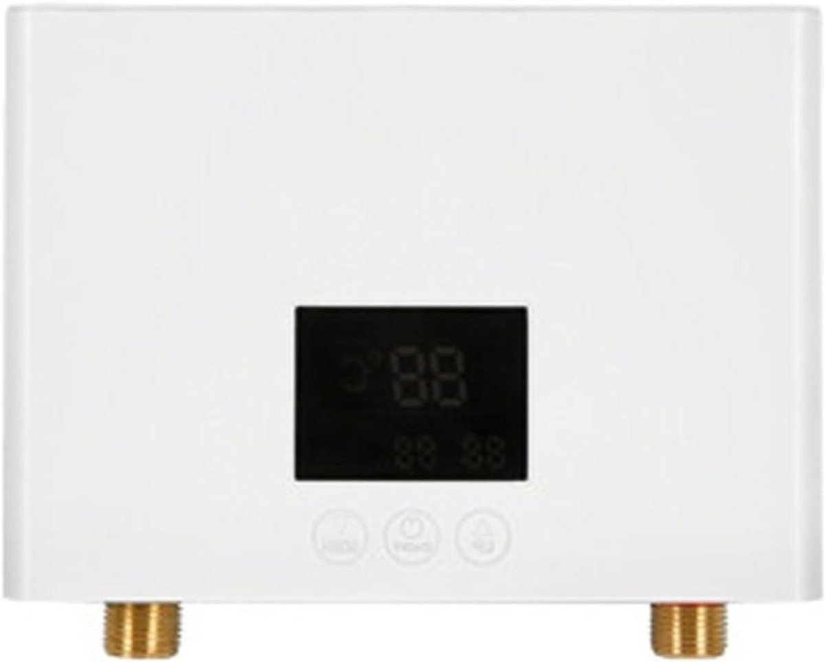 Doorstroomverwarmer Badkamer Keuken - Elektrische Boiler - Direct Warm Water - LCD Temperatuurdisplay - 210x150mm - Wit