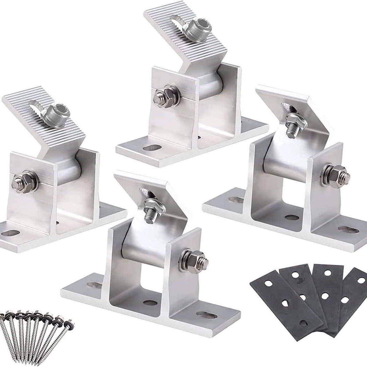 Zonnepaneel Dakhouder - Modulehouder Verstelbaar - Energie Opwekken - Kantelbaar 10-60 Graden - Set van 4 - Aluminium