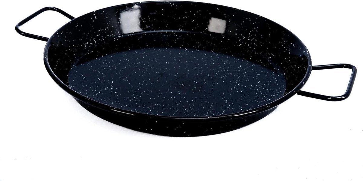 Paella Pan - Kookpan - Gerechten Bereiden - Geëmailleerd Gietijzer - 30 cm - Zwart