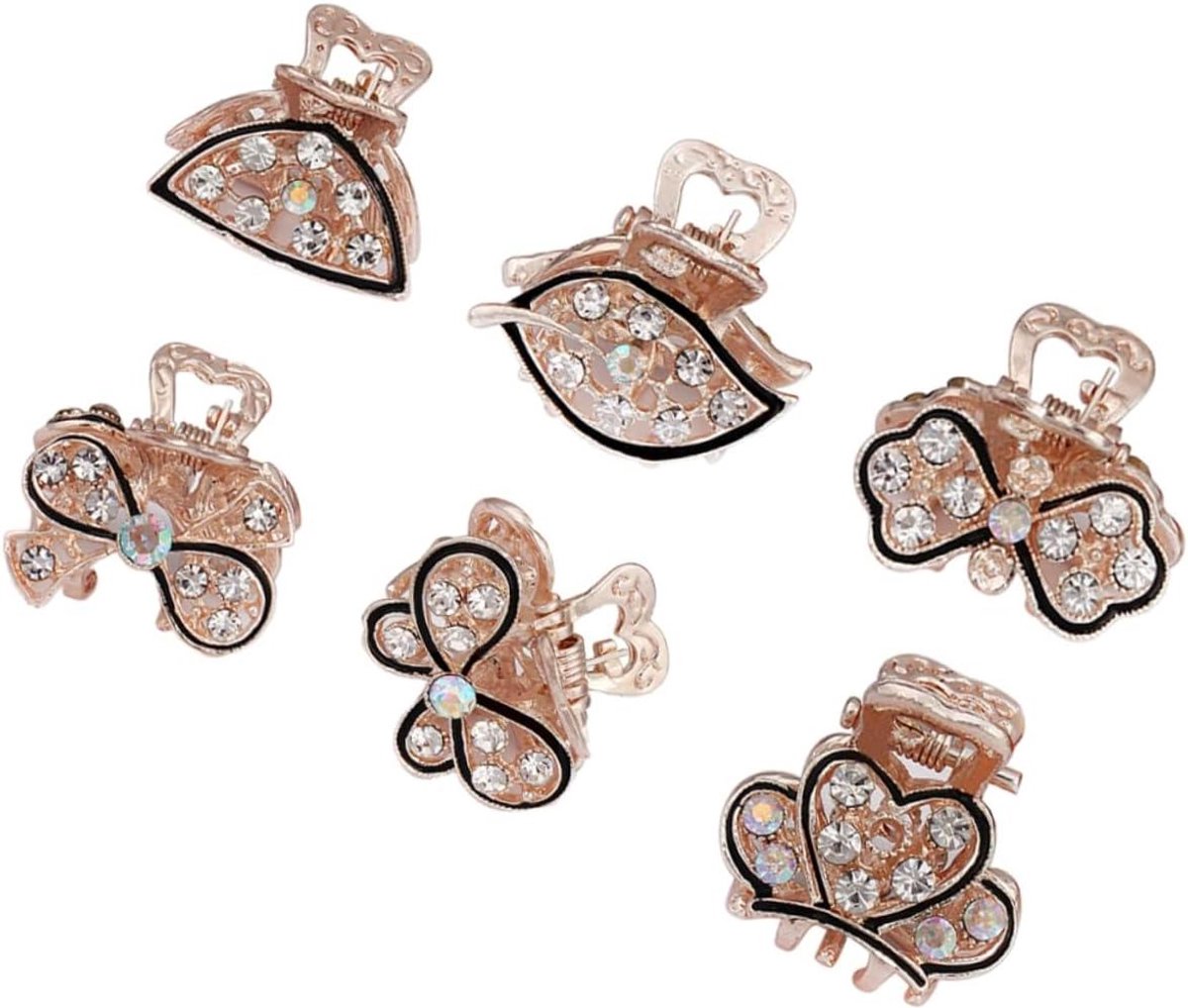 Haarversieringen 6 Stuks - Haarclips Klauw - Haar Styling - Met Strass - 31 cm - Willekeurig