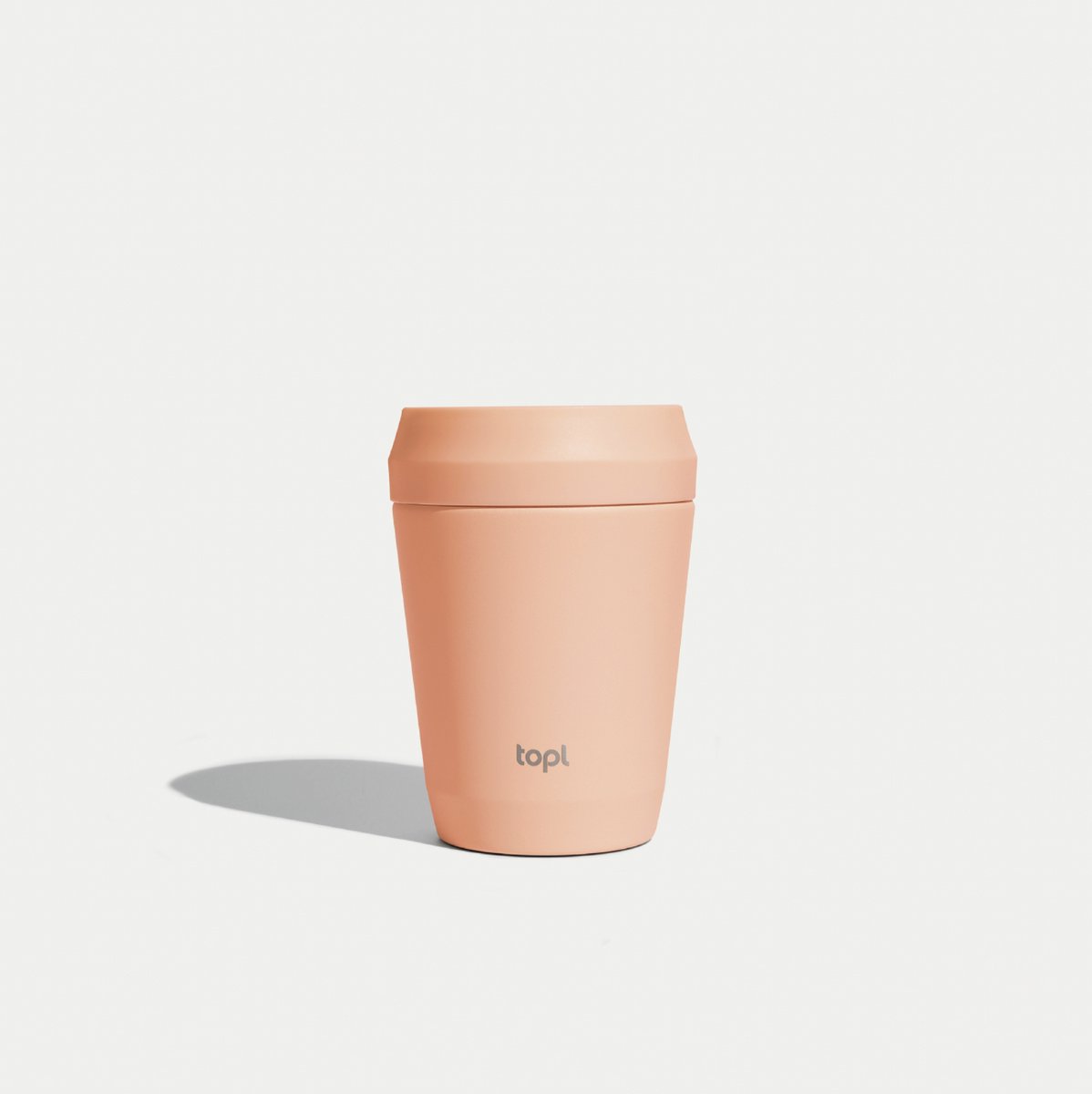 topl Reisbeker To Go Tumbler 8oz/235ml H133mm Peach Twist to open, drink 360 Patented Lid Made with RCS (Recycled Steel ) certified recycled materials and vacuum insulated Travel Mug Thermosbeker