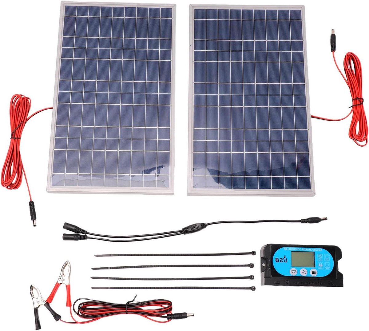 Zonnepaneel Kit - Draagbare Zonnelader - Off-grid Energie - Hoog Rendement Paneel - 40W - Zwart