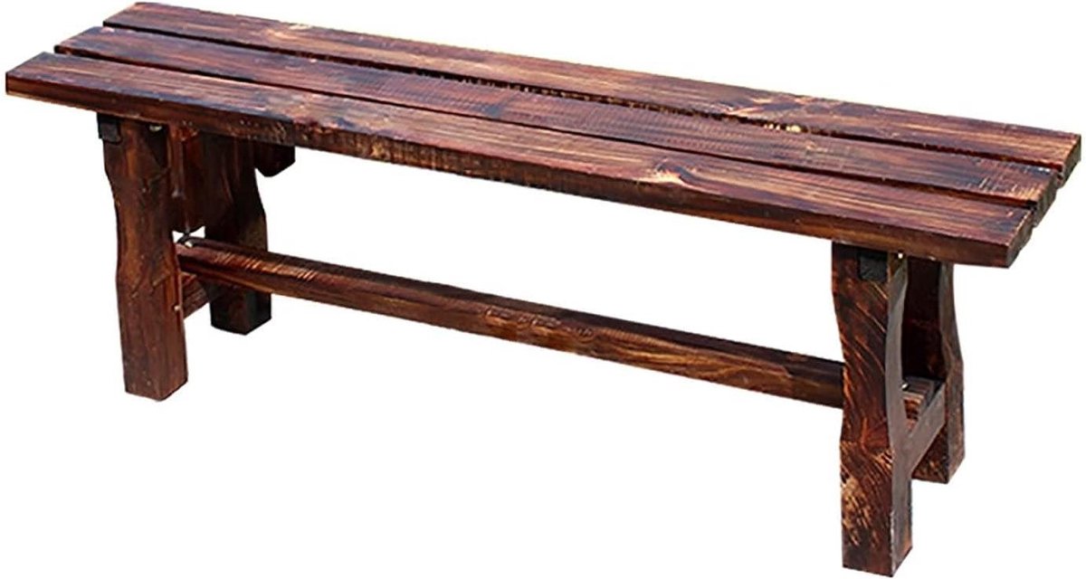 Houten Tuinbank - Buiten Zitplaats - Ontspannen Buiten - Geharst Hout - 120cm - Rustiek Bruin