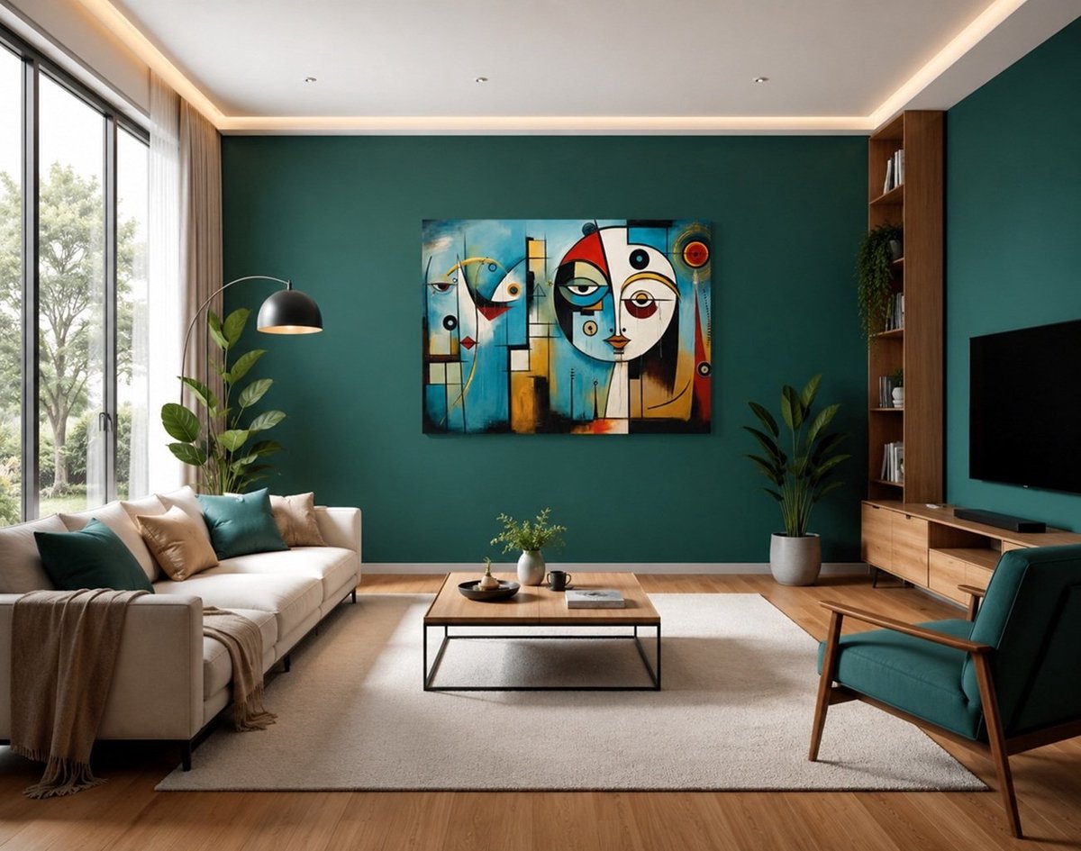 Trendex Global Canvas Schilderij Cubistische Kunst – Luxe Wanddecoratie 100x75 cm Kleurrijk