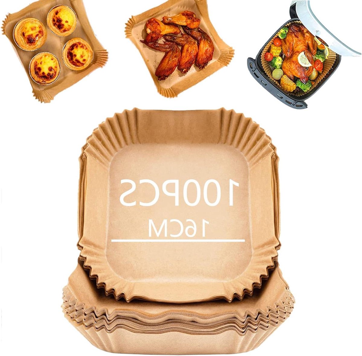 Bakpapier Vellen - Airfryer Liners - Lekker Koken - Voedselveilige Coating - 100 Stuks - Blauw