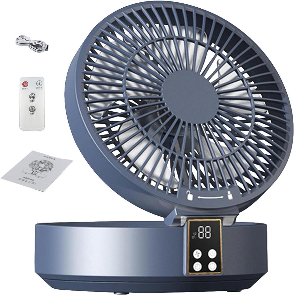 Draagbare Luchtcirculator - Oplaadbare Ventilator - Thuiswerk Koeling - 180 Graden Oscillatie - 3 Snelheden - Blauw