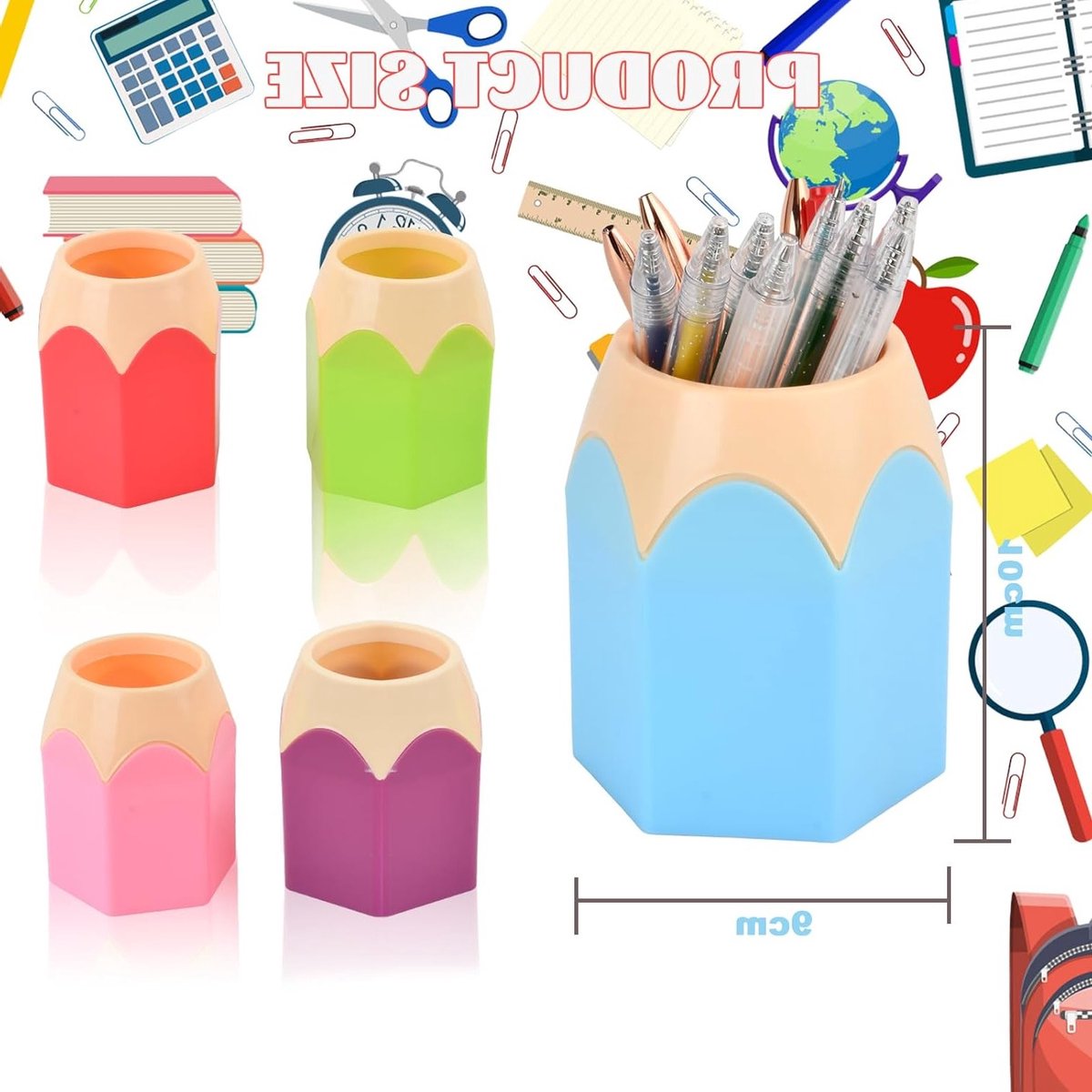 Creatieve Pennenhouder Set van 5 Stuks, Plastic Organizer voor Bureau, Brush en Kantoorbenodigdheden