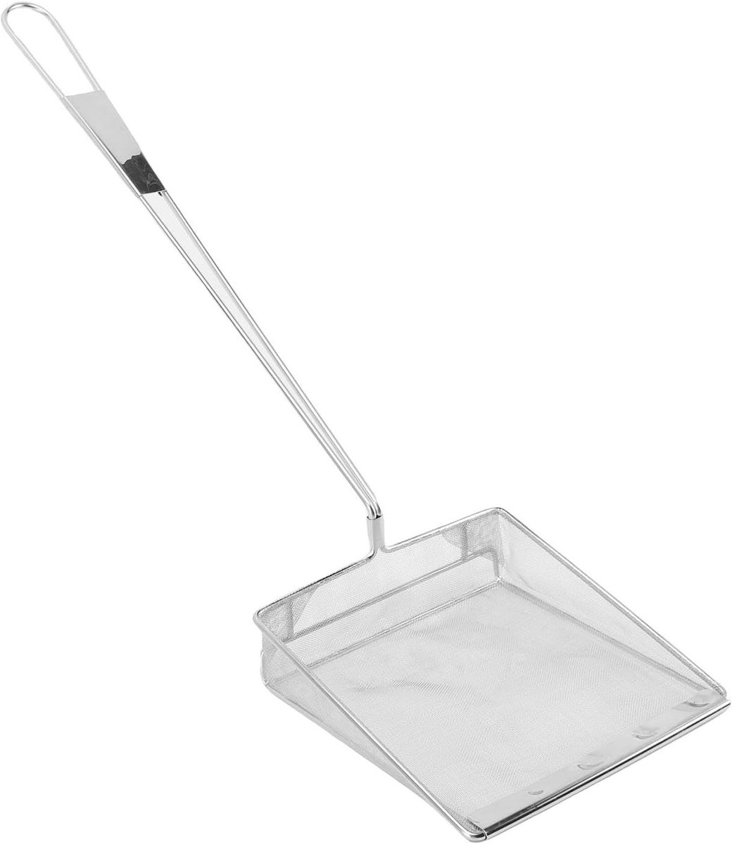 Fijne Mesh Skimmer - Kookzeef - Olie Klaren - Lange Handgreep - 67 cm - Zilver
