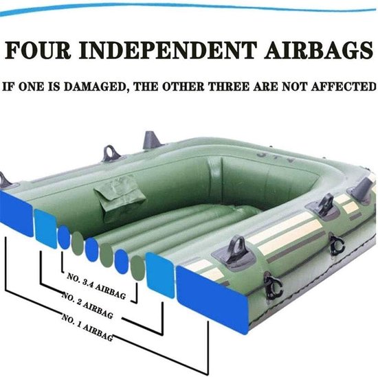 Opblaasboot - Waterpret Boot - Ontspannen Varen - Vier Luchtkamers - 3 Personen - Groen — afbeelding 4