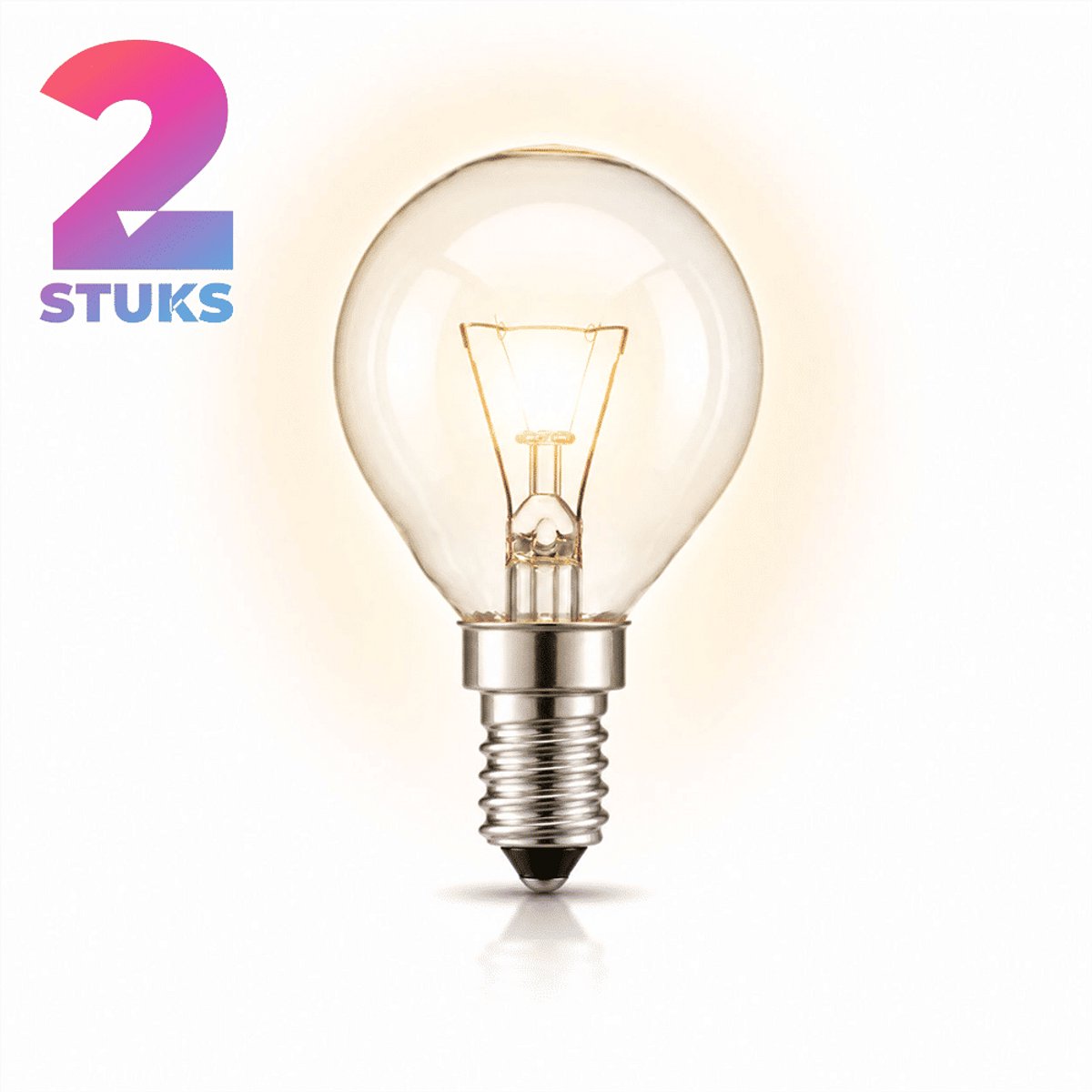 2x Kogel Gloeilamp E14 - 40W - Warm Wit Licht (2700K) - 200 lm - 1 jaar - Dimbaar - Ovenlamp max. 300 °C