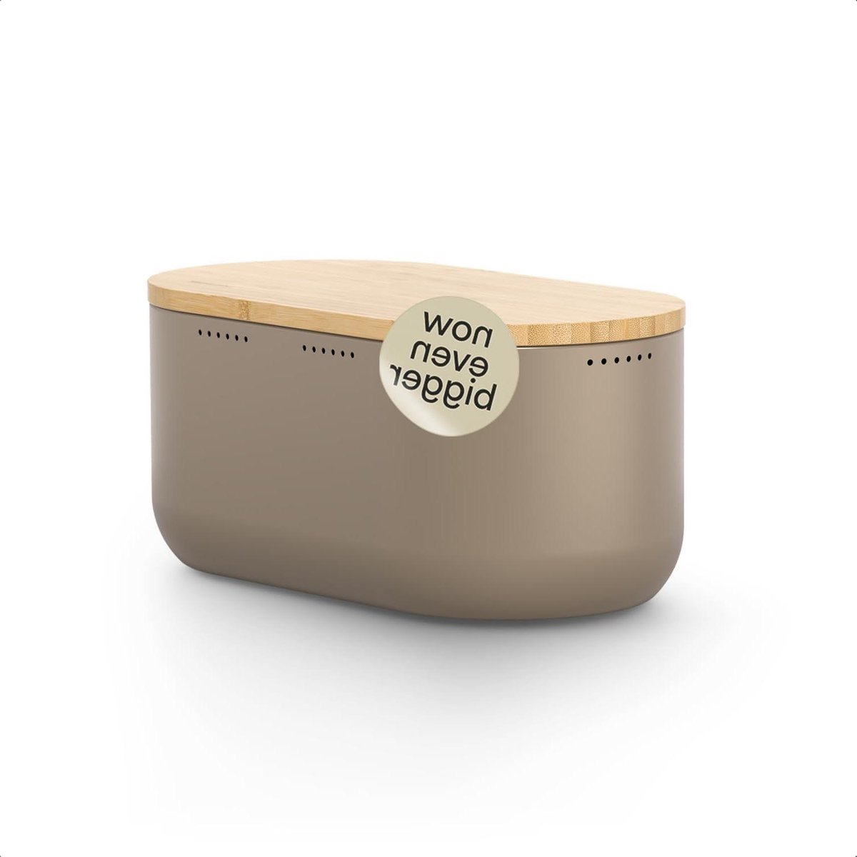 Broodtrommel Metaal - Voorraadbus Keuken - Brood Vers Houden - Bamboe Deksel Snijplank - 34.5x18.5x15.7cm - Walnootbruin