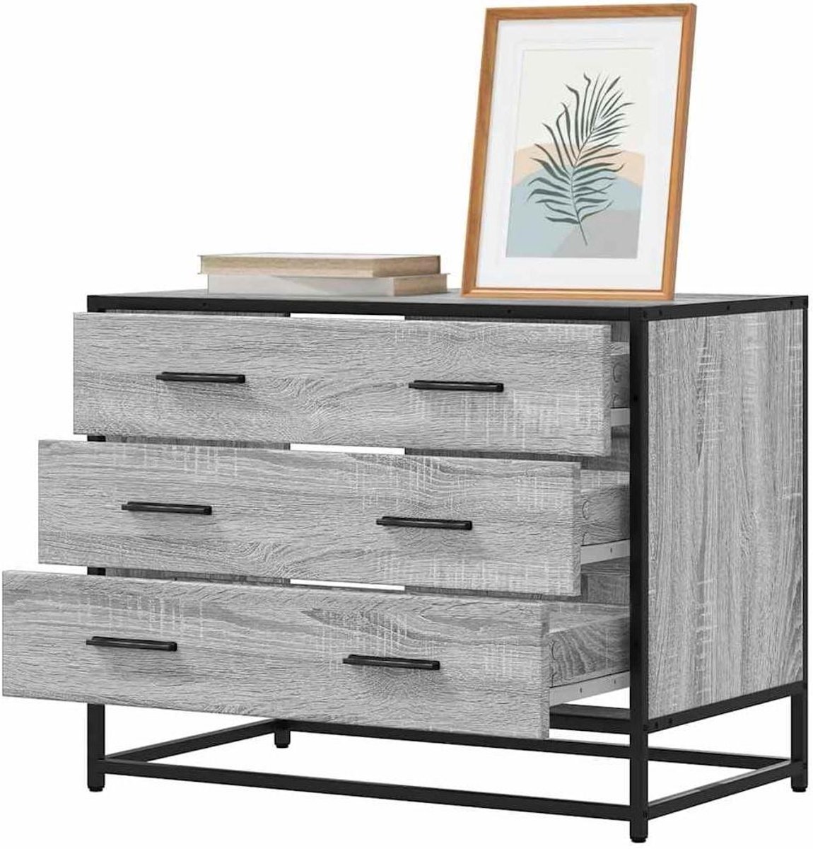 Ladekast - Opbergkast - Spullen Organiseren - Stabiel Metaalframe - 70x41x56 cm - Grijs Sonoma