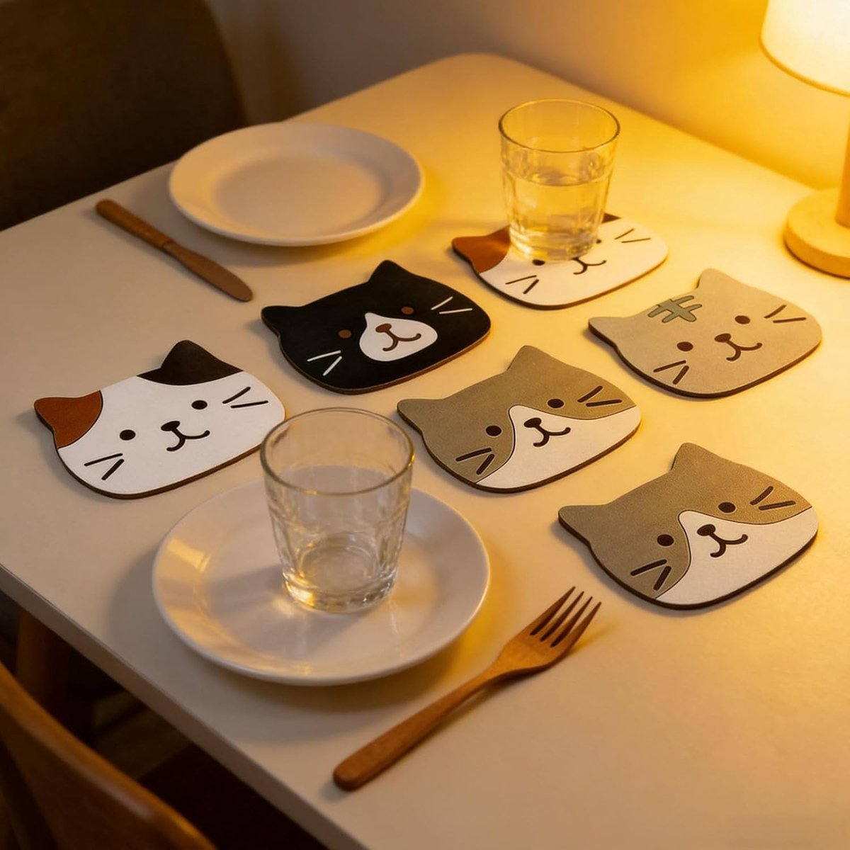 Kattenonderzetters - Glazenonderzetters - Dranken Serveren - Hittebestendig - 10 stuks - Wit