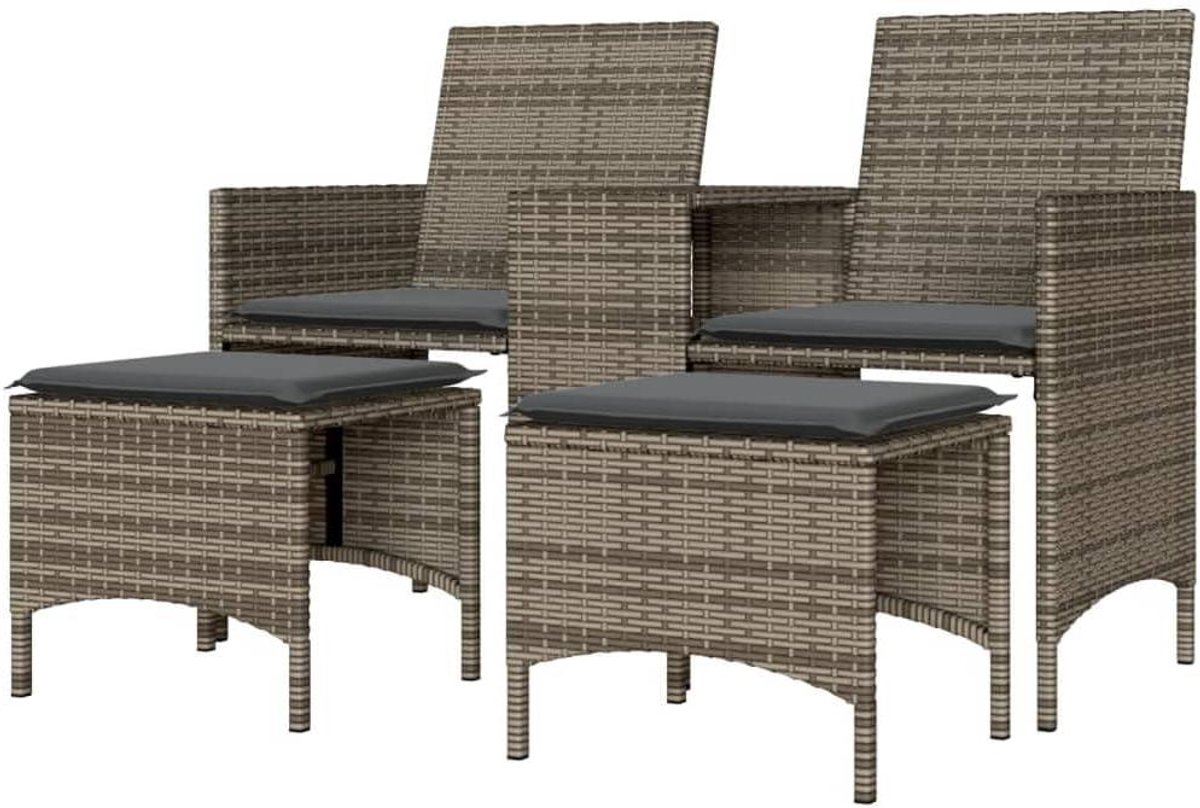 Tuinbank met tafel - Loungeset buiten - Buiten ontspannen - Geïntegreerde opbergtafel - 126 x 82 cm - Grijs