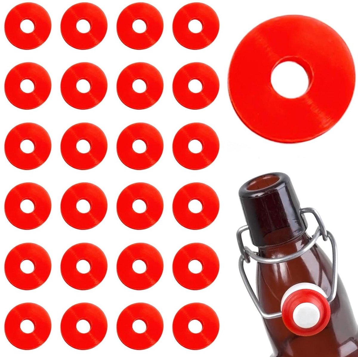Afdichtringen - Rubberen O-ringen - Flessen Lekvrij - Duurzaam Siliconen - 25 Stuks - Rood