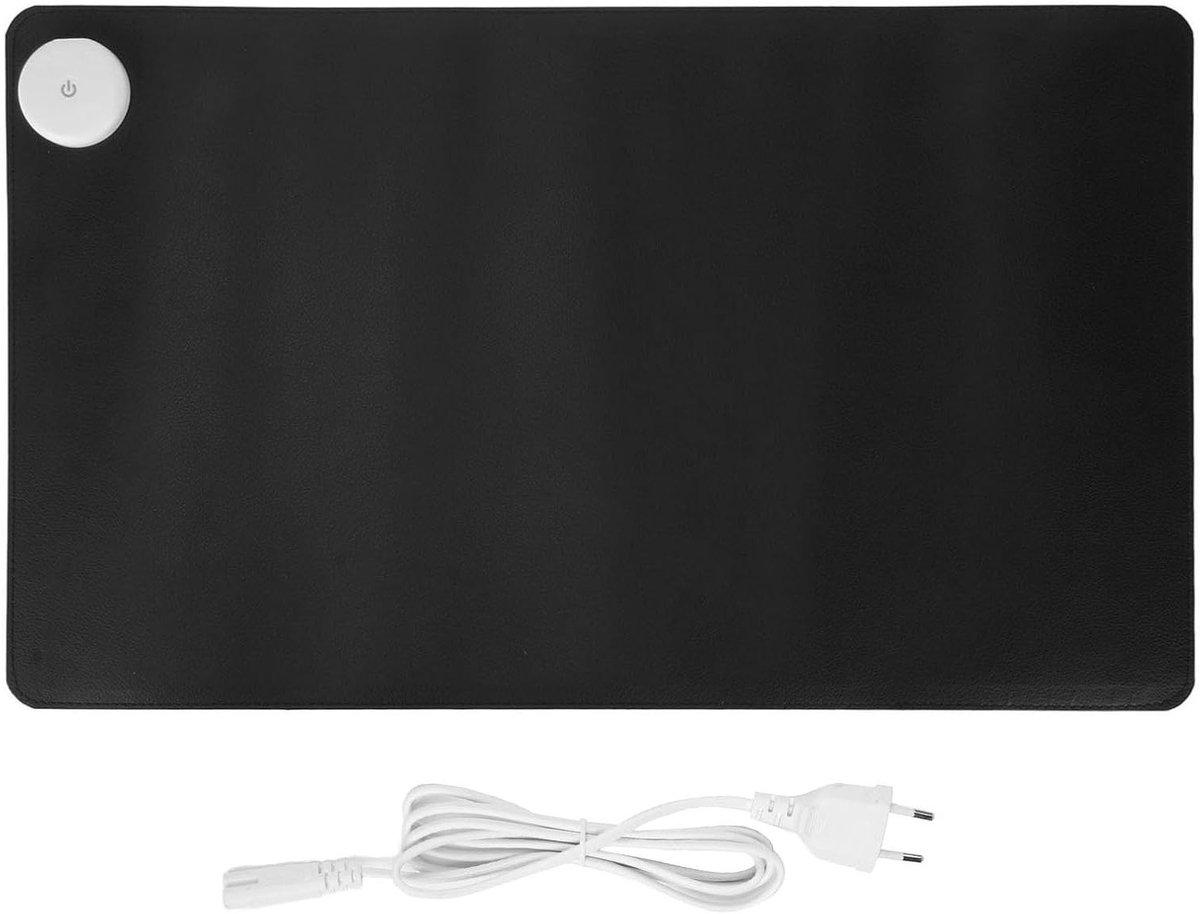 Verwarmde Muismat met 3 Warmte-instellingen en Timer, 60x36CM PU Leer Desk Pad voor Comfortabel Werken en Gaming