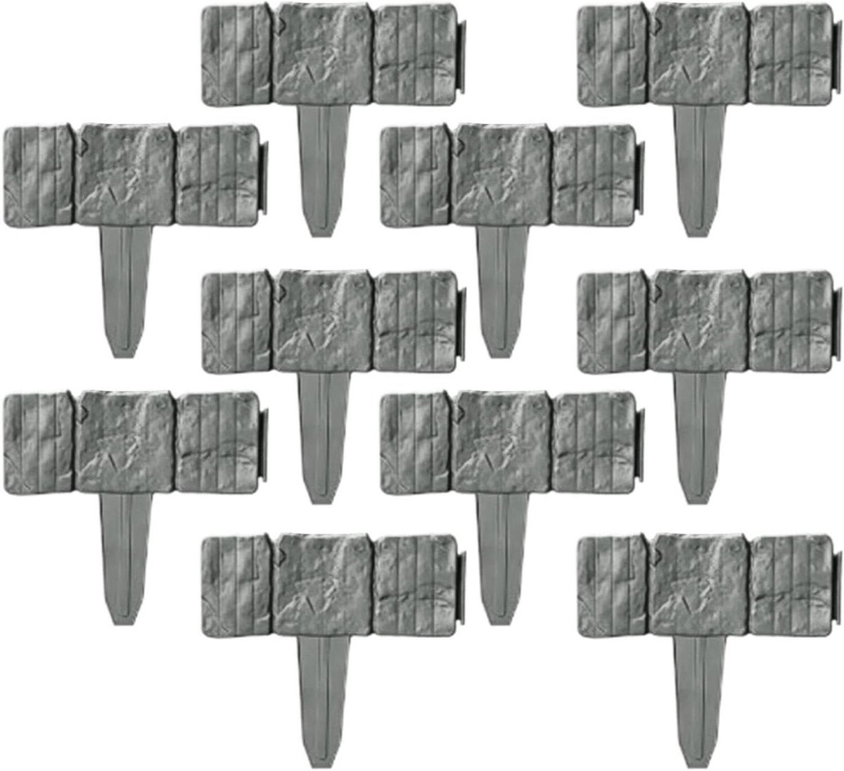 Tuinafscheiding Imitatie Steen - Decoratieve Randafwerking - Tuinrand Creëren - Flexibel Modulair Ontwerp - 10 Stuks - Grijs