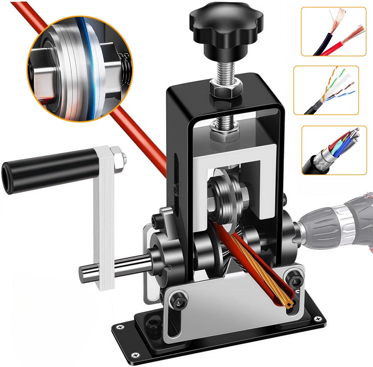 Handmatige Kabelstripmachine - Aangedreven Door Handslinger Of Elektrische Boormachine - Draagbare Draadstripmachine