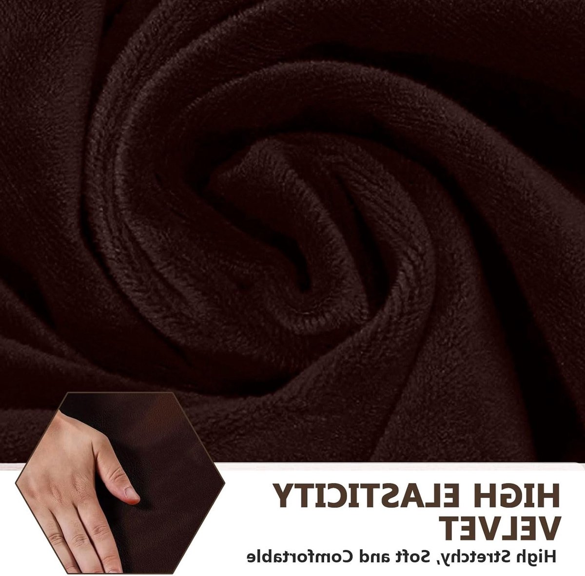 Elegante Velours Stoelhoes voor Bureau met Armleuningen - Rekbare, Verwijderbare en Wasbare Bescherming voor Gaming- en Kantoorstoelen (Bruin, L)