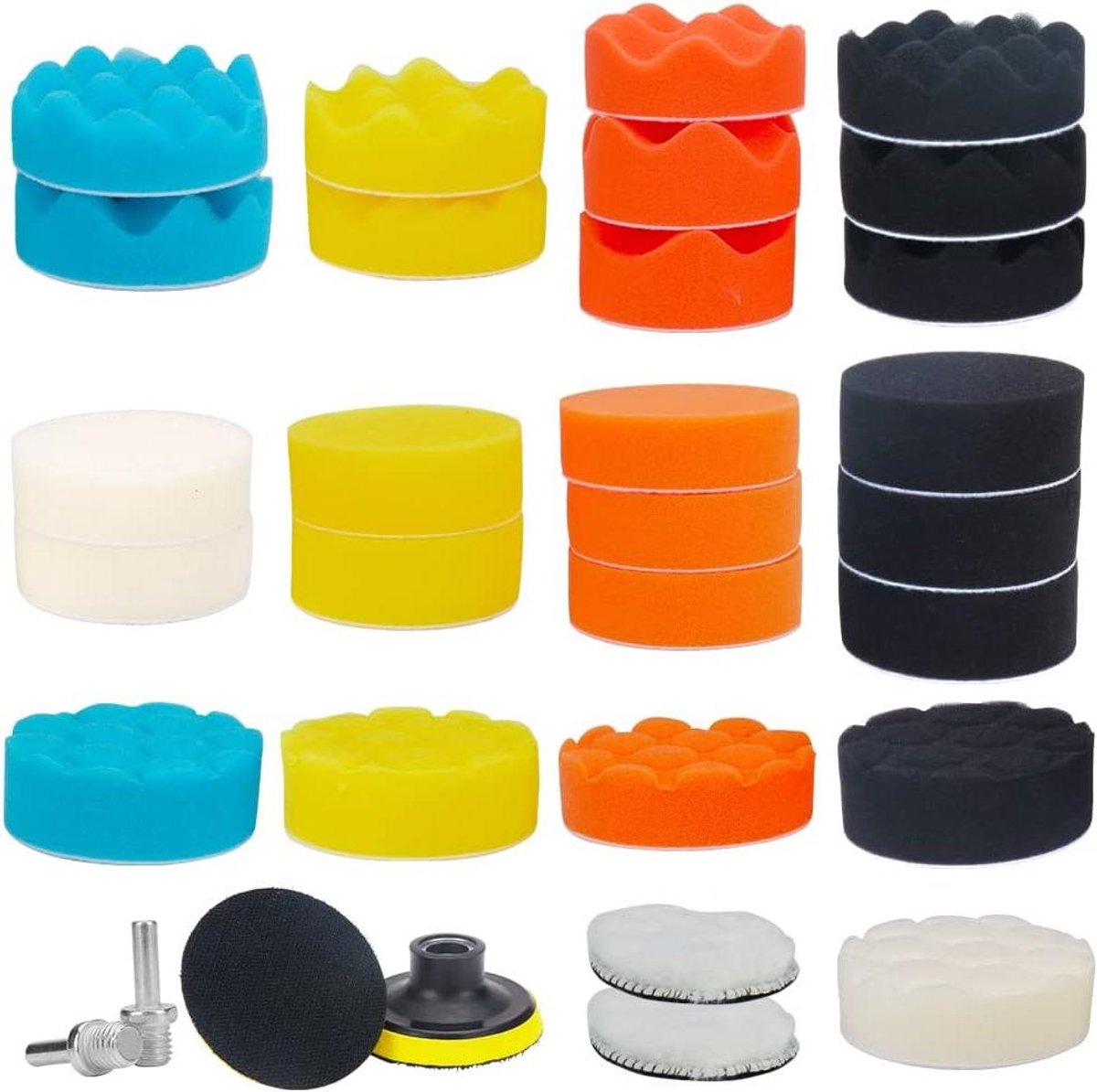 Auto Polijstset - Polijstpads Set - Auto Glans Herstellen - 31 Delig - 3 Inch - Diverse Kleuren