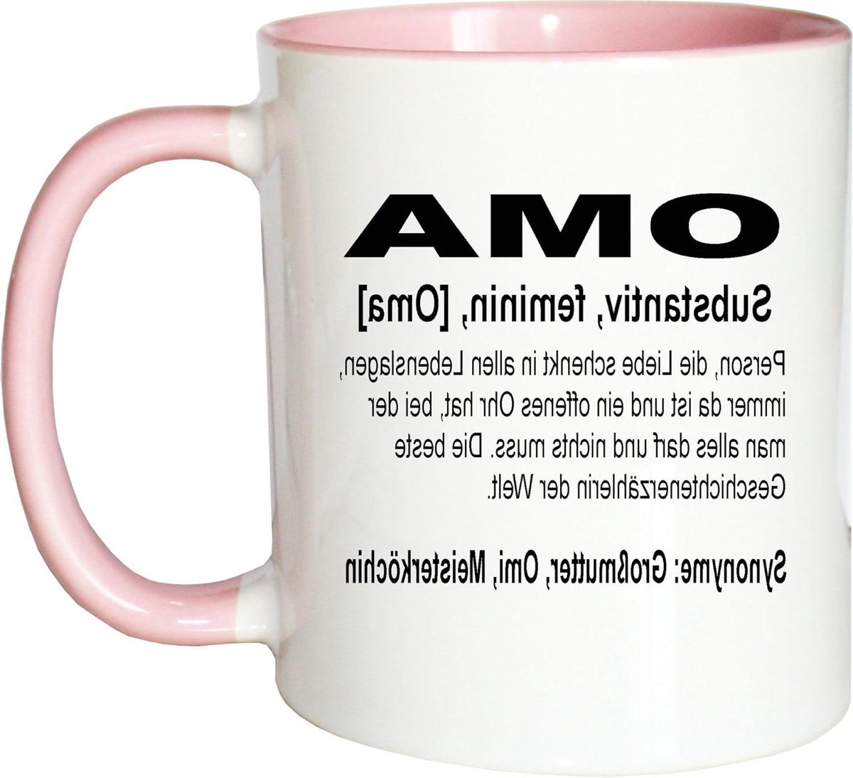 Koffiemok Oma - Theekop Beker - Cadeau Geven - Vaatwasmachinebestendig - 330 ml - Wit-roze