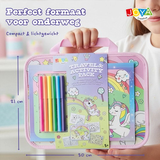 Unicorn Reispakket - Kleurboek en Tekenpakket Meisjes voor Onderweg - Reisspeelgoed met Stickerboek en Doeboek - Vakantieboek - Joya Creative