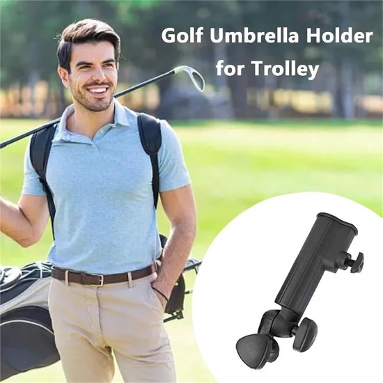 Golf Paraplu Houder - Accessoire Golfkar - Bescherming Regen Zon - Eenvoudige Klem Installatie - 95 x 24 cm - Zwart — afbeelding 2