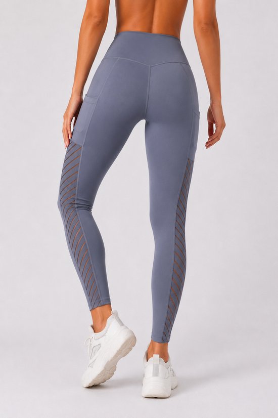 SparkNine Novawave sportlegging dames - squatproof - ademend - met zakken - L - grijs - mesh panelen - elastisch & stijvol — afbeelding 3