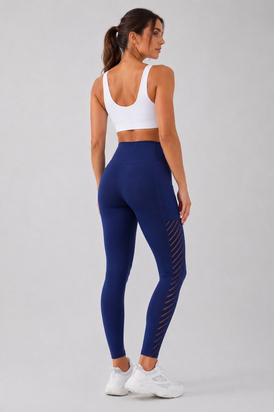 SparkNine Novawave sportlegging dames - squatproof - ademend - met zakken - S - blauw - mesh panelen - elastisch & stijvol — afbeelding 2