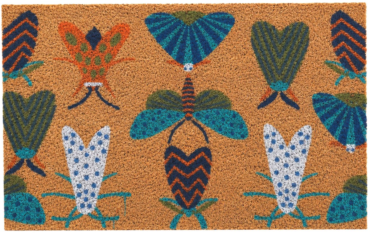 Deurmat kokos - vlinder - 60x40 cm - antislip