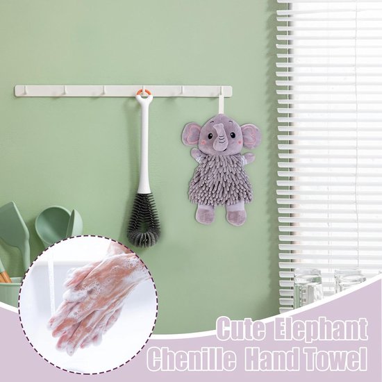 Pluche Handdoek - Decoratieve Bal - Keuken Gebruik - Hangbaar Ontwerp - 29x19 cm - Grijs — afbeelding 2
