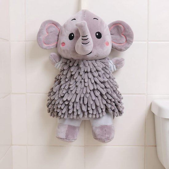 Pluche Handdoek - Decoratieve Bal - Keuken Gebruik - Hangbaar Ontwerp - 29x19 cm - Grijs — afbeelding 4