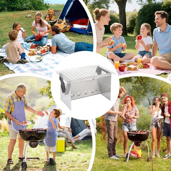 Opvouwbaar Kooktoestel - Draagbare Grill - Outdoor Koken - Kantelbestendige Basis - 48 x 181 x 48 mm - Zilver — afbeelding 3
