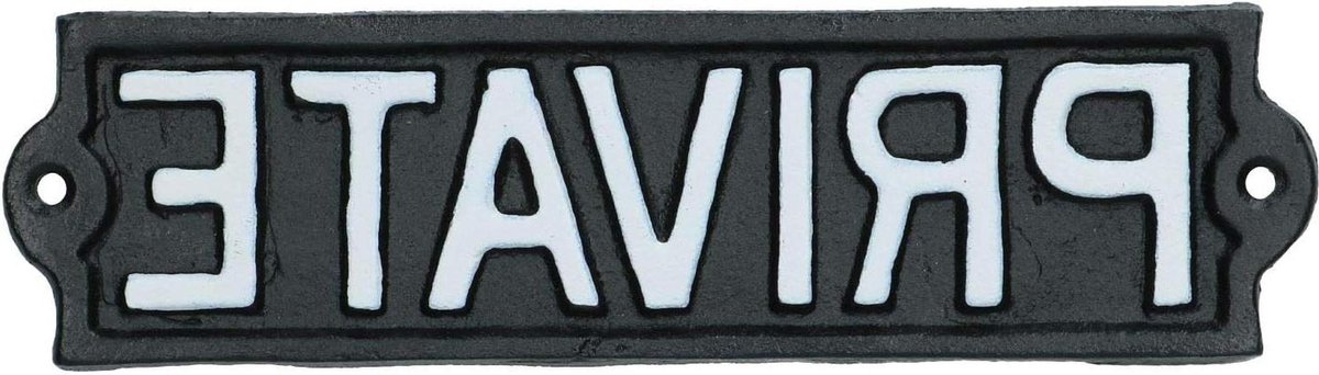 Gietijzeren Teken - Wandbord Huis - Privé Aanduiding - Rustieke Staat - 21 cm Lengte - Wit
