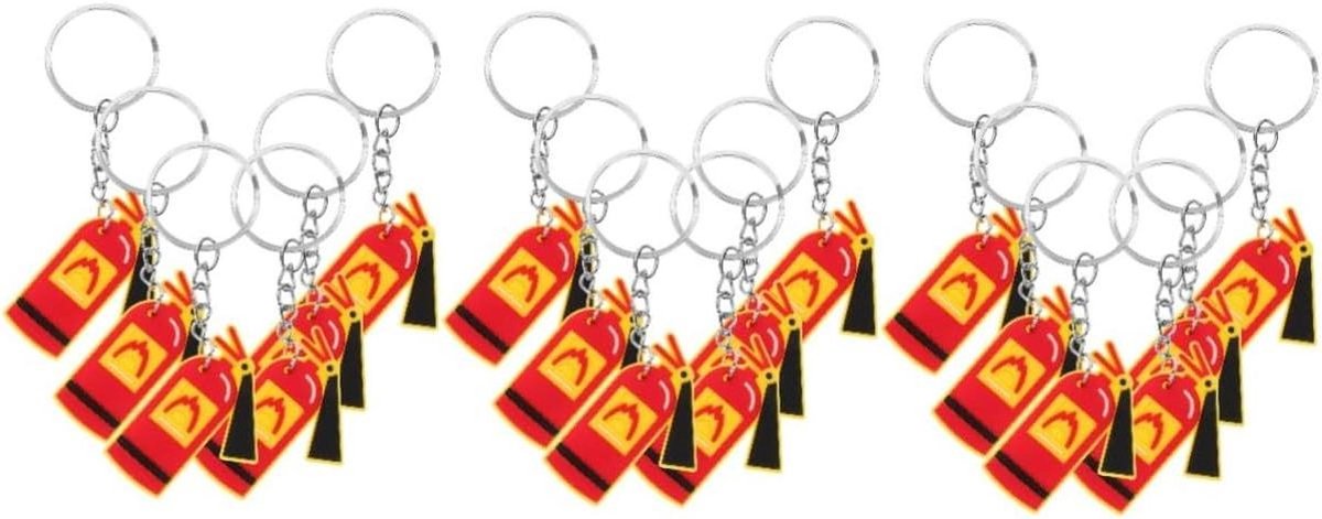 BESTYASH Fire Extinguisher Keychain Fireman Woman Keychain Fire Helmet Charm Fire Keychain Favor Of A Fireman Fire Party Favors Soft PVC Glue Red
